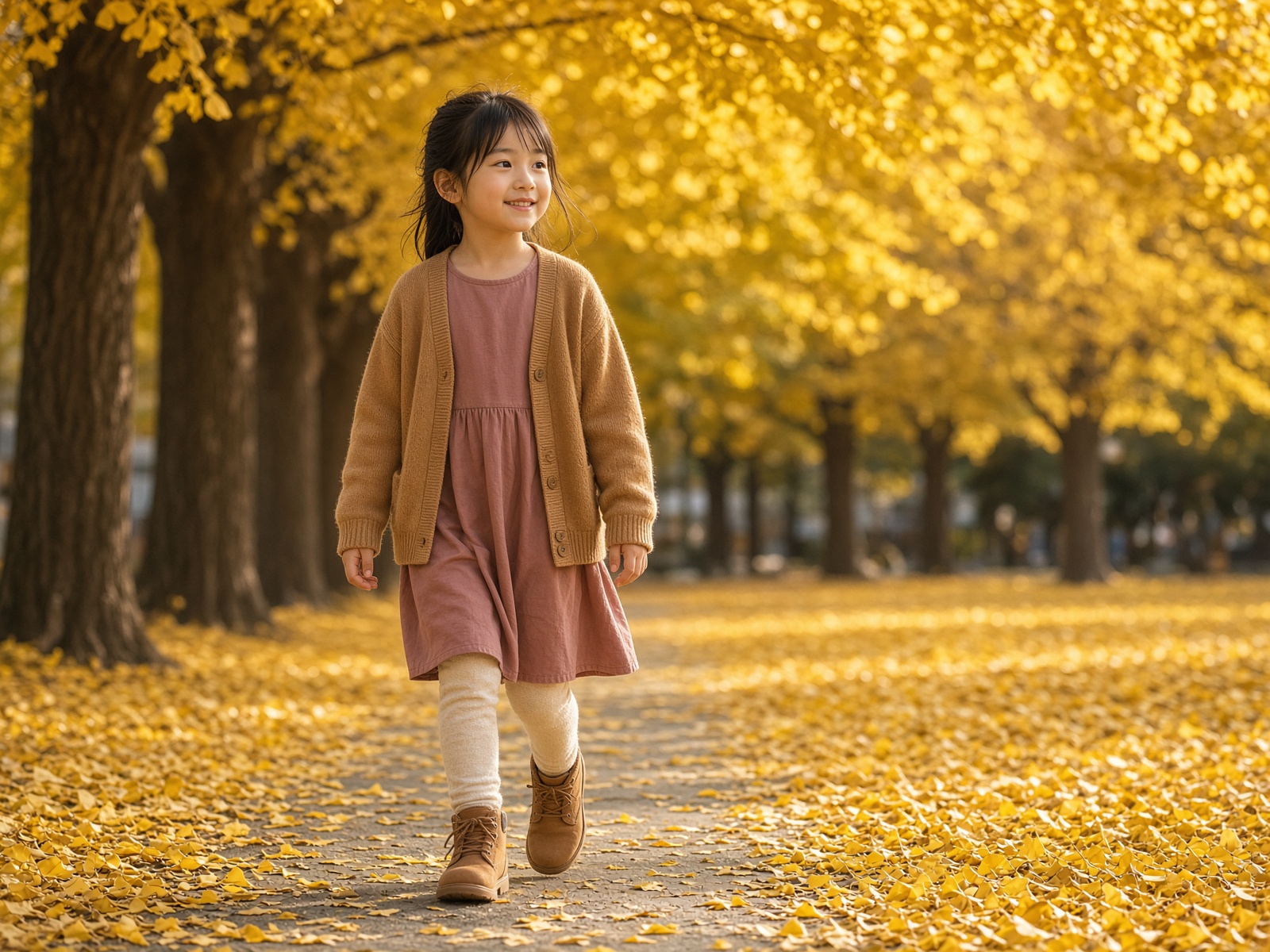 秋の羽織を着た女の子
